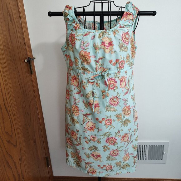 Faded Glory Dresses & Skirts - Faded Glory light teal floral sleeveless babydoll dress, EUC, size L (12-14)